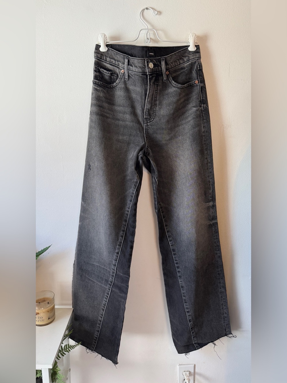 Express High Rise Wide Leg Black Jeans